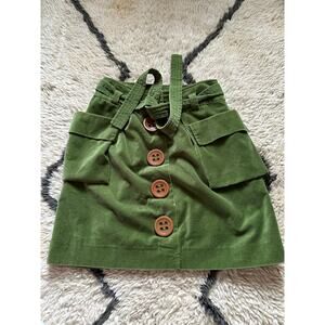 Anthropologie elevenses plush skirt fairy story deep pockets green belted button